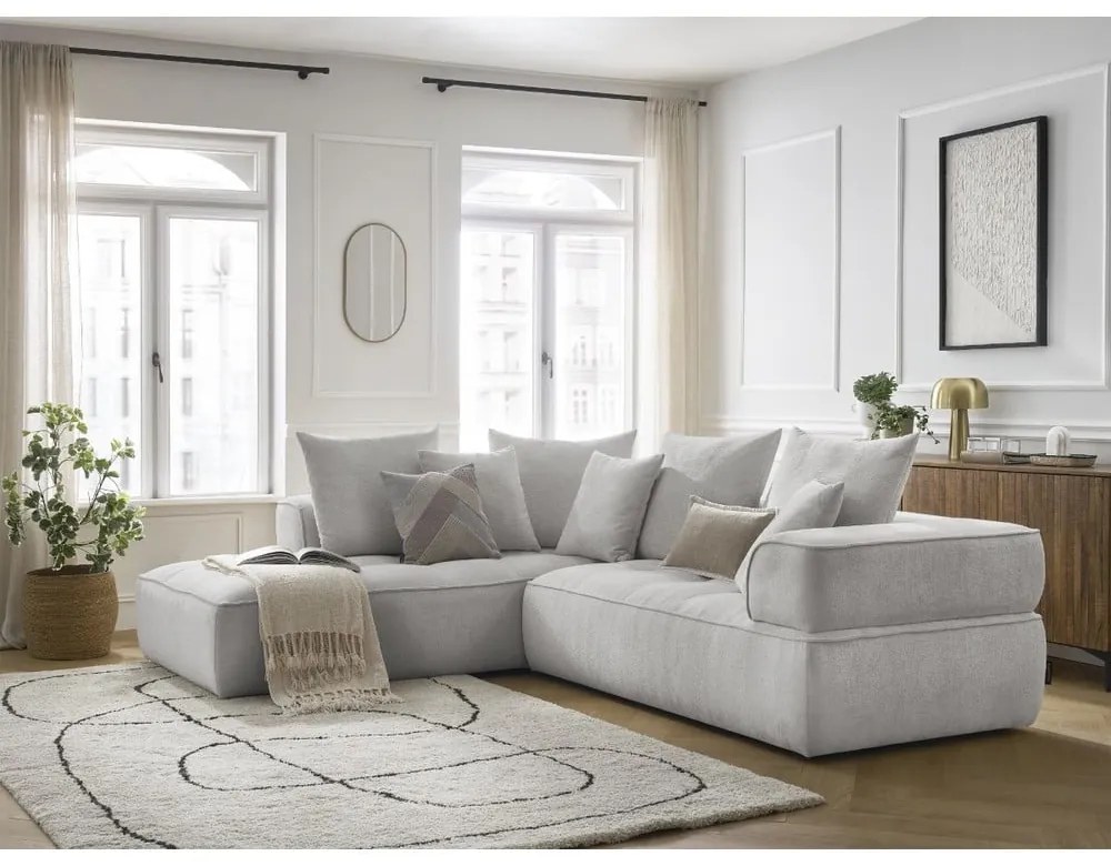 Svetlosivá ženilková rohová pohovka (ľavý roh/do L) Whesley – Bobochic Paris