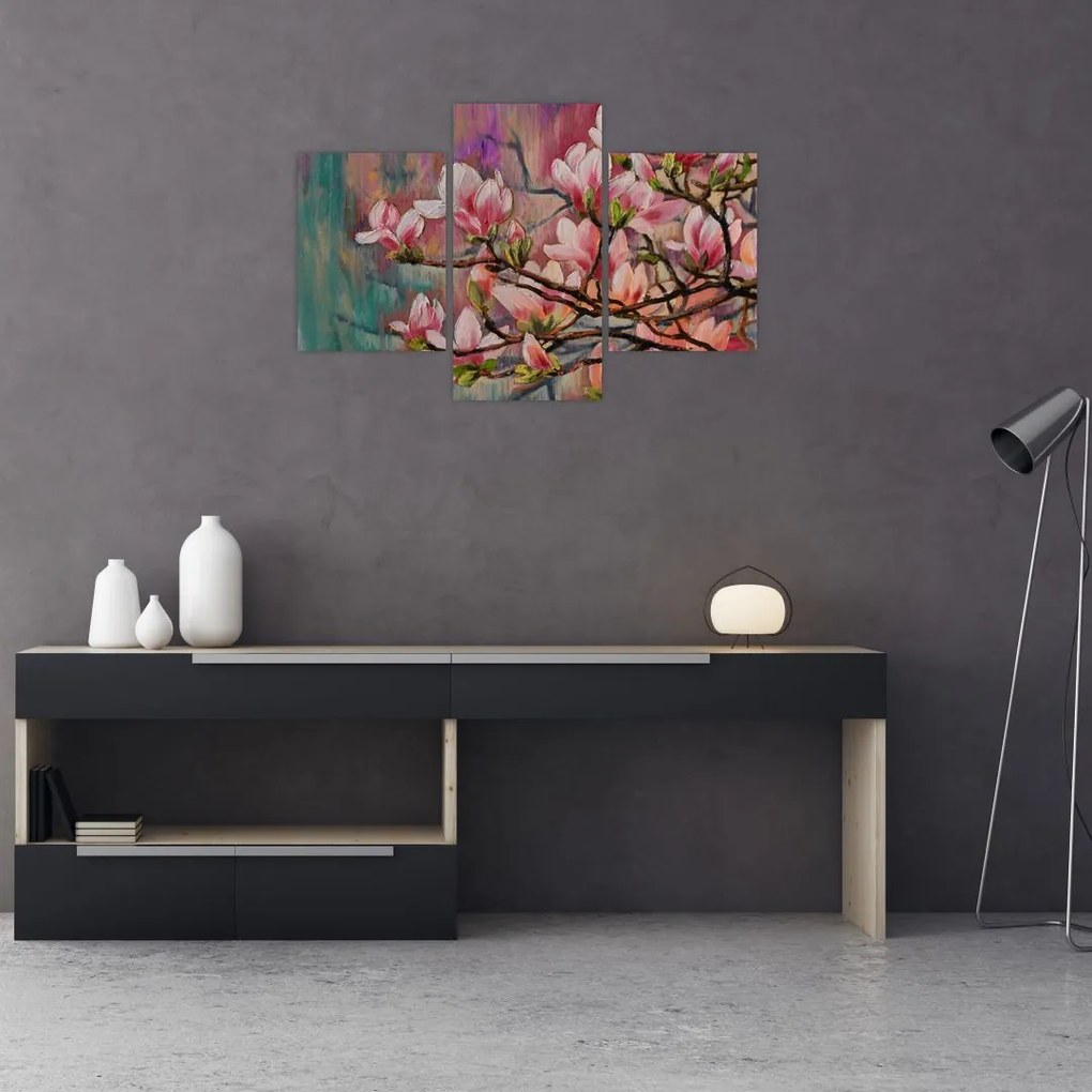 Obraz - Olejomaľba, Rozkvitnutá sakura (90x60 cm)