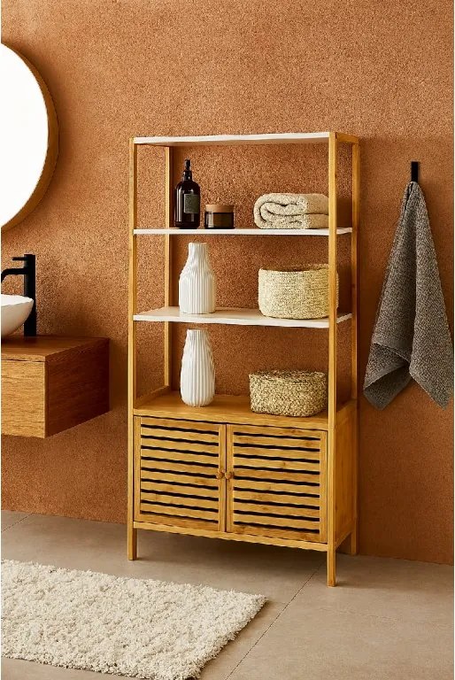 Noela Bambusová skrinka s policami STRADO biela