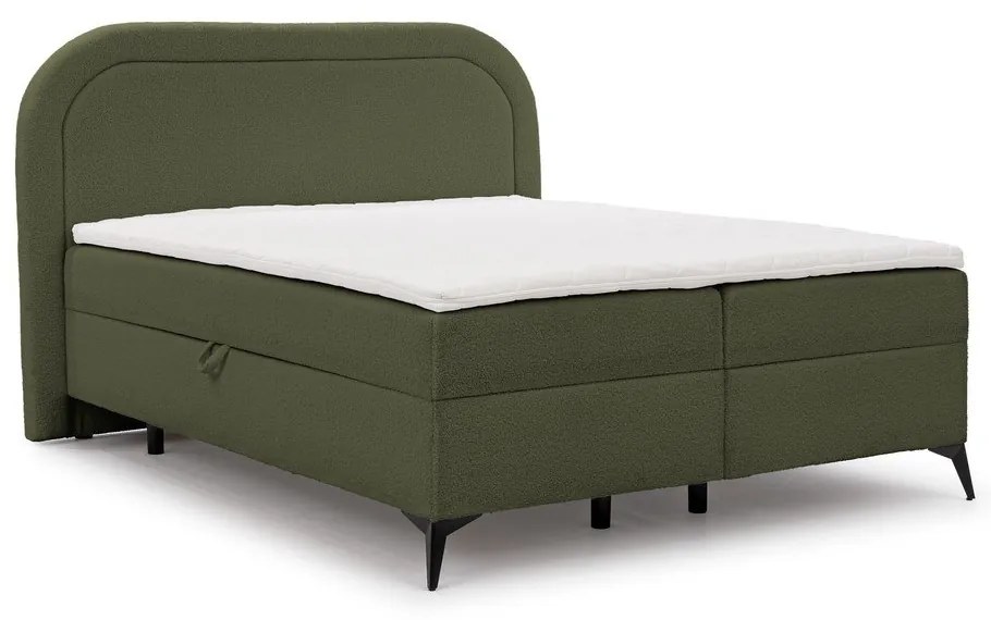 Zelená boxspring posteľ s úložným priestorom 160x200 cm Ornes – Ropez