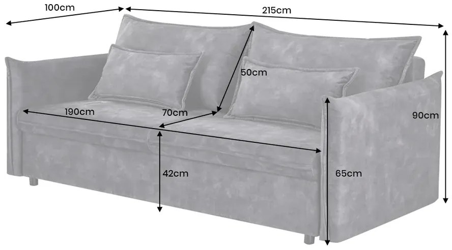 Rozkladacia pohovka APARTMENT 215 cm velvet sivá