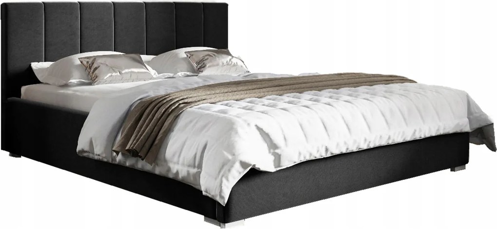 Čalúnená posteľ 120x200 s matracom a kovovým roštom Ledo čierna