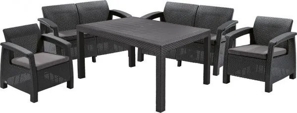 InternetovaZahradaplast Záhradné zostava CORFU FIESTA SET - grafit + šedé podušky