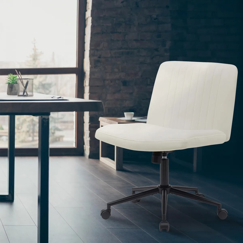 Design-Shop Kancelárska stolička Kingman zamat - Krémová
