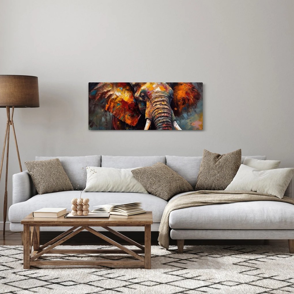 Obraz - Maľba slona (120x50 cm)