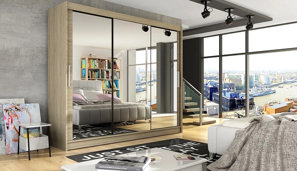 Šatníková skriňa Ailene (dub sonoma). Akcia -24%. Vlastná spoľahlivá doprava až k Vám domov. 1032094