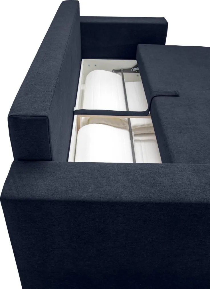 Pohovka rozkladacia na lôžko Genf, tmavo modrá látka