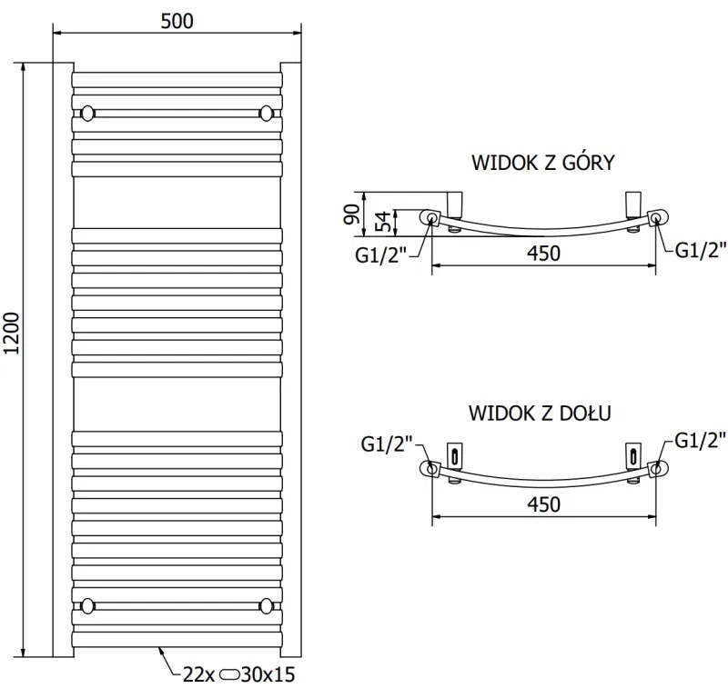 Mexen Helios, vykurovacie teleso 1200 x 500 mm, 567 W, čierna, W103-1200-500-00-70