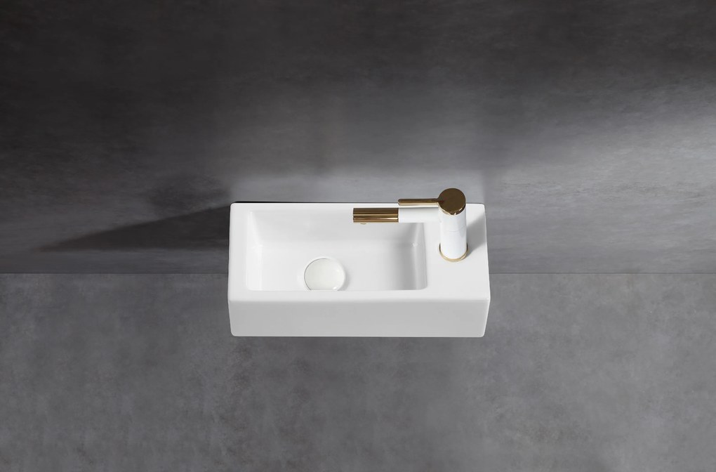 Cerano Roberto, keramické umývadlo 365x180x90 mm, závesné pravé, biela lesklá, CER-CER-417209R