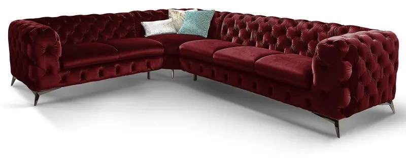 ROHOVÁ SEDAČKA CHESTERFIELD LARISSA PRAVÁ - ĽAVÁ GLOSS VELVET 1206 ZAMATOVÁ LÁTKA 323 X 264 cm