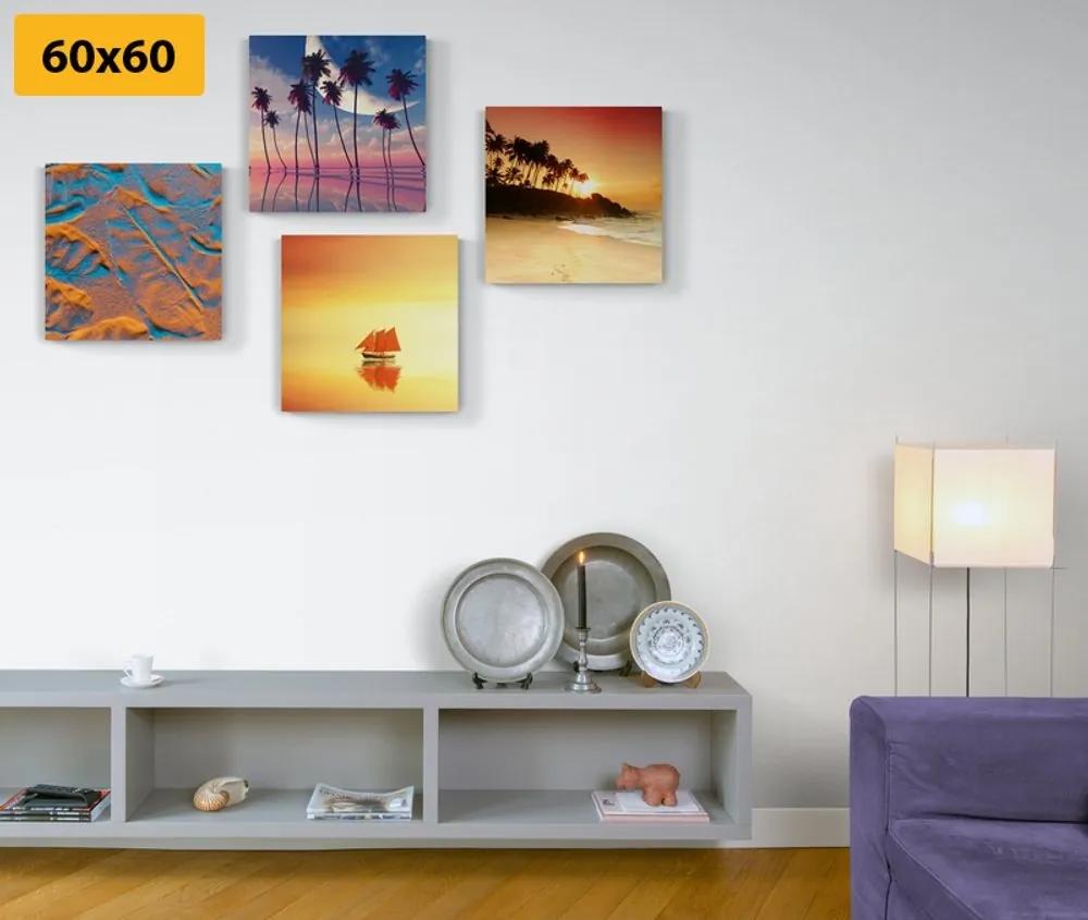Set obrazov more a pláž v zaujímavých farbách - 4x 60x60