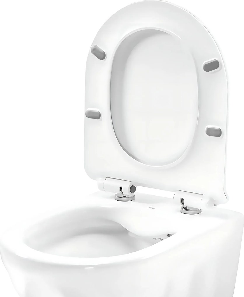 Závesná WC misa so SoftClose sedadlom REA Gustavo Rimless, biela lesk