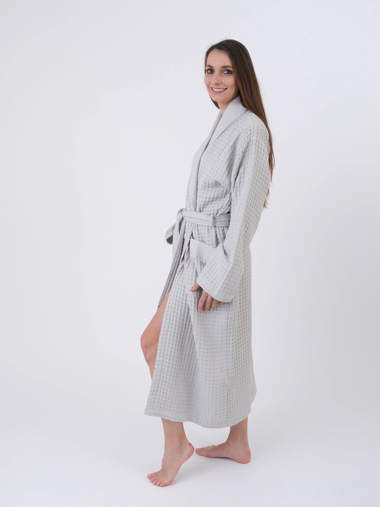 Vaflový župan svetlo sivý - veľkosť M