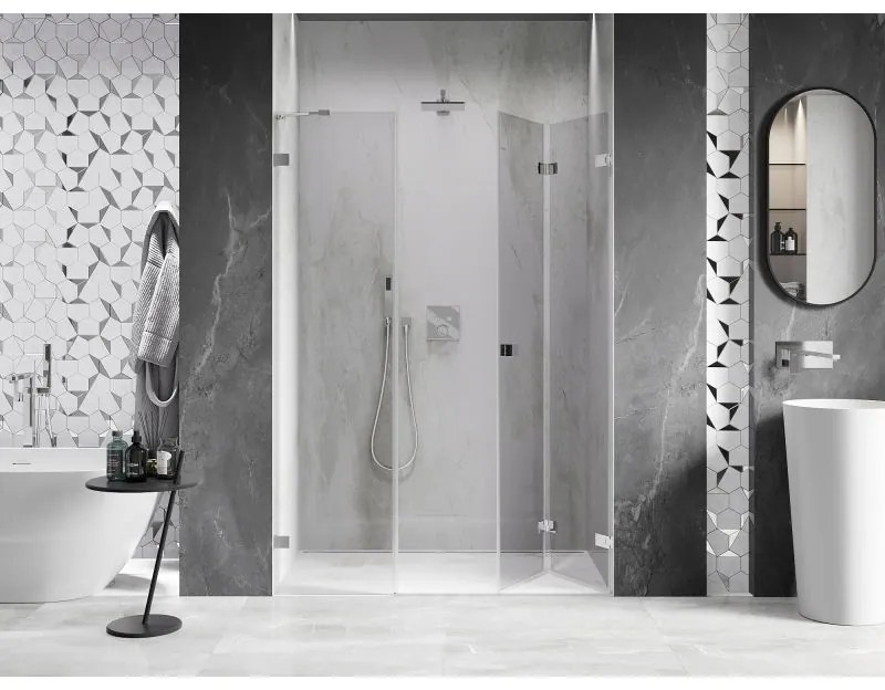 Mexen Lunar-F, pravé sklápacie sprchové dvere 120 cm, číre sklo, chrómový profil, 836S-120-050-01-00-P