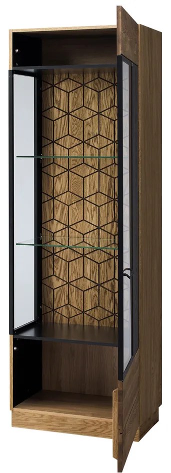 Vitrína Mosaic 11 67 cm z masivu pravá dub medový/černá