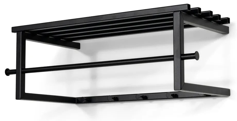 Čierny kovový nástenný vešiak s poličkou 76 cm Marco – Spinder Design
