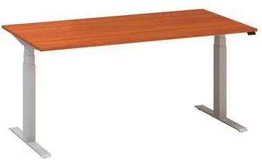 Výškovo nastaviteľný kancelársky stôl Alfa Up so sivým podnožím, 160 x 80 x 61,5-127,5 cm, dezén divoká čerešňa
