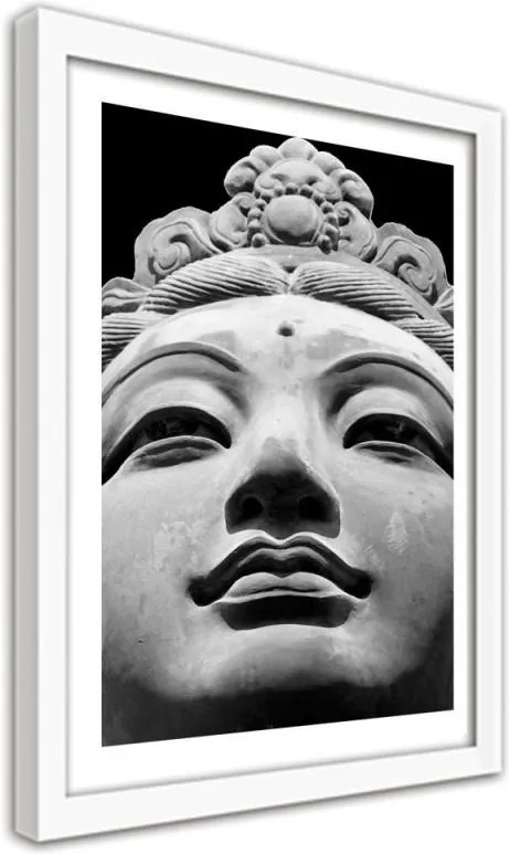 CARO Obraz v ráme - Oriental Statue In Black And White Biela 30x40 cm