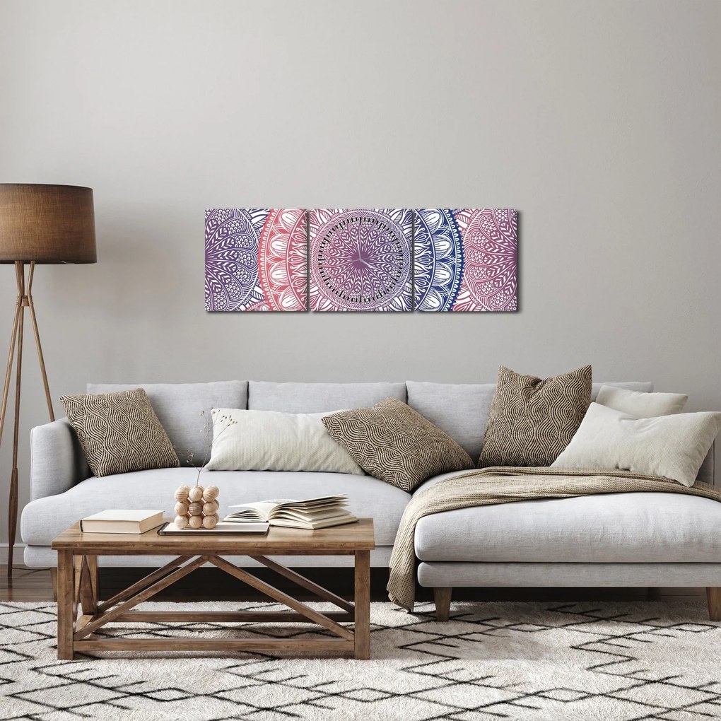 Obraz z mandál (s hodinami) (90x30 cm)