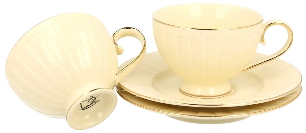 Duo Porcelánová šálka na nohe s podšálkou Ecru Nina 220 ml sada 2ks