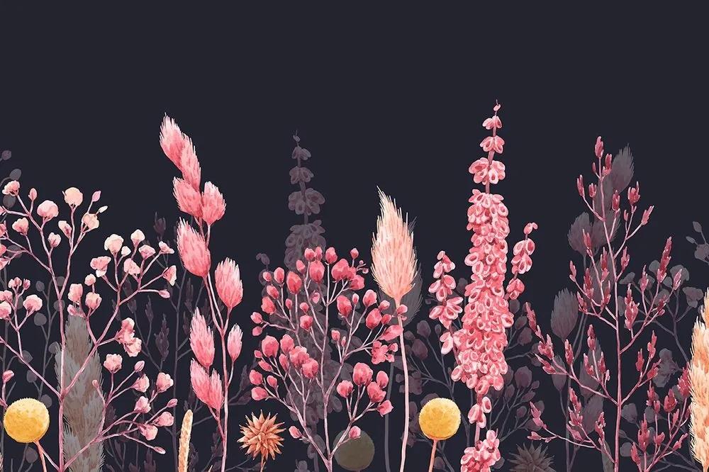 Samolepiaca tapeta variácie trávy v ružovej farbe - 225x150