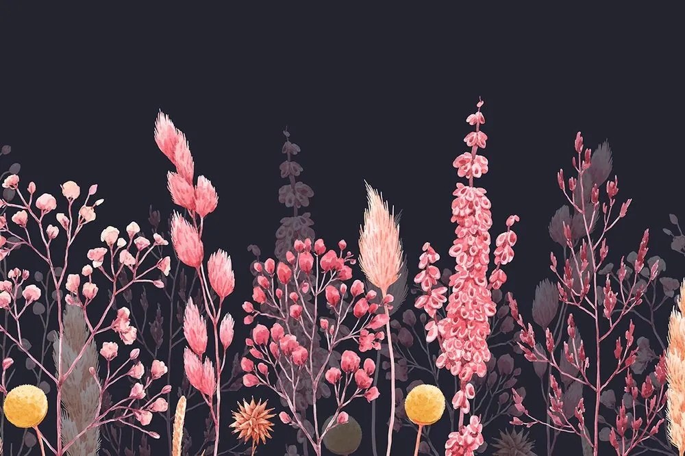 Samolepiaca tapeta variácie trávy v ružovej farbe - 450x300