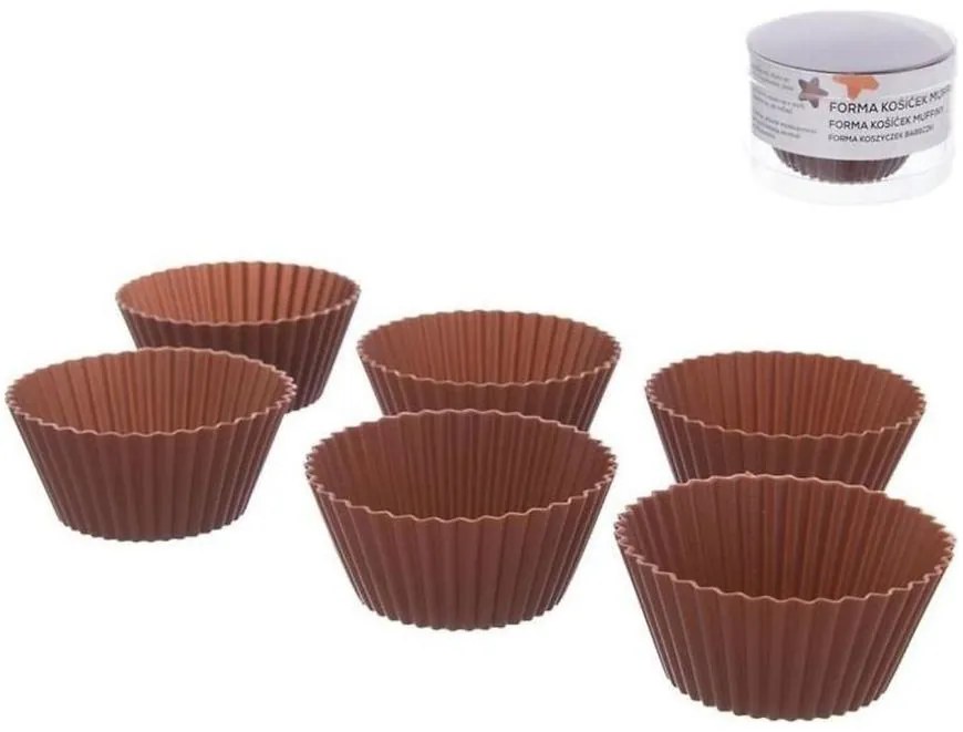 Forma silikónová na muffiny 6 ks hnedá