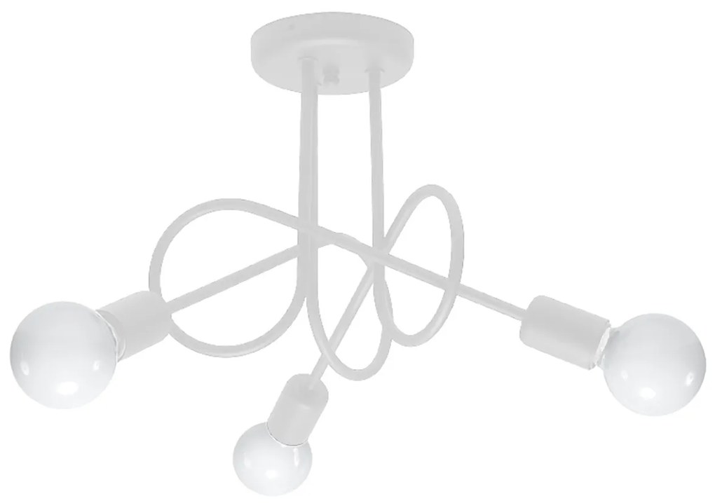 Stropné svietidlo Knot 3, biele telo svietidla