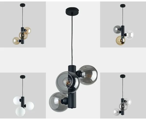 Luster na lanku TUBE 3xE27/60W/230V čierna/dymová čierna