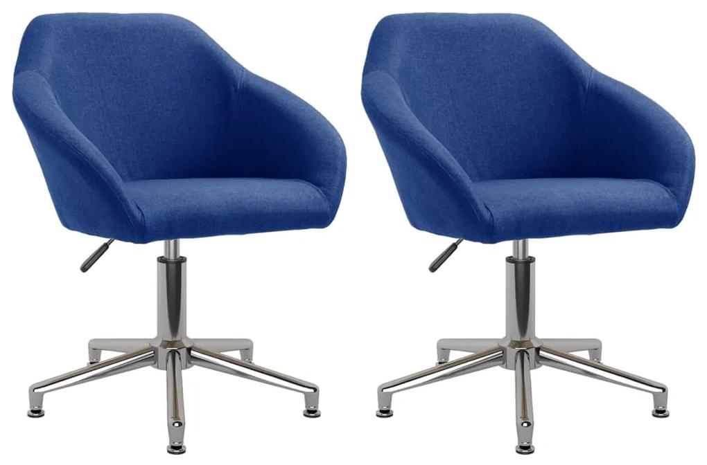 Otočné jedálenské stoličky 2 ks modré látkové 330526