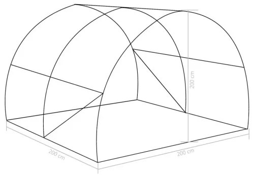 vidaXL Skleník s oceľovými základmi 4 m² 2x2x2 cm-