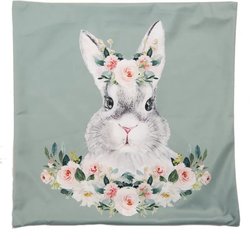 Zelená obliečka na vankúš so zajačikom - 45*45 cm
