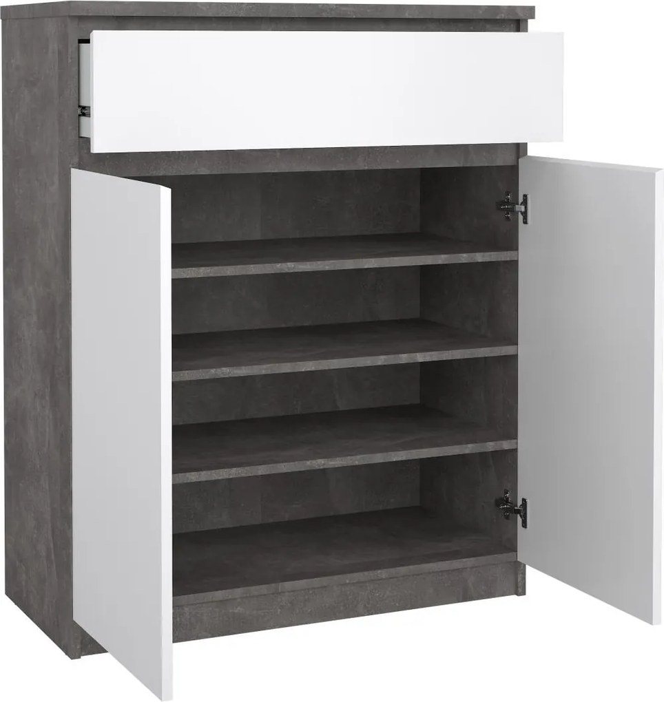 Komoda Simplicitous 234 80 cm beton/bílá lesk