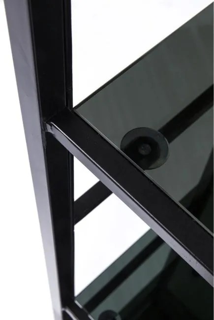 Knižnica LIFT 115x30x195 cm - čierna so sklenenými policami