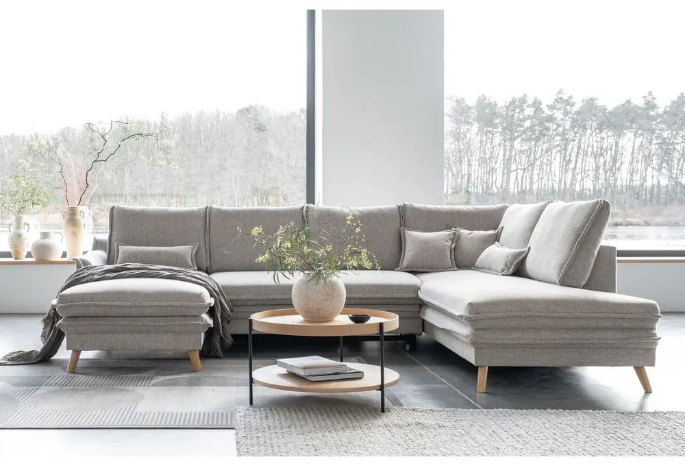 Béžová rozkladacia rohová pohovka (pravý roh/do tvaru "U") Charming Charlie – Miuform