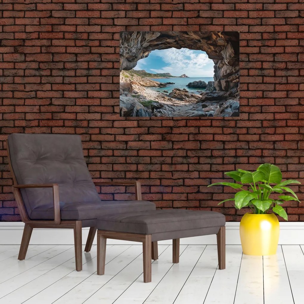 Sklenený obraz - Jaskyňa pri mori (70x50 cm)
