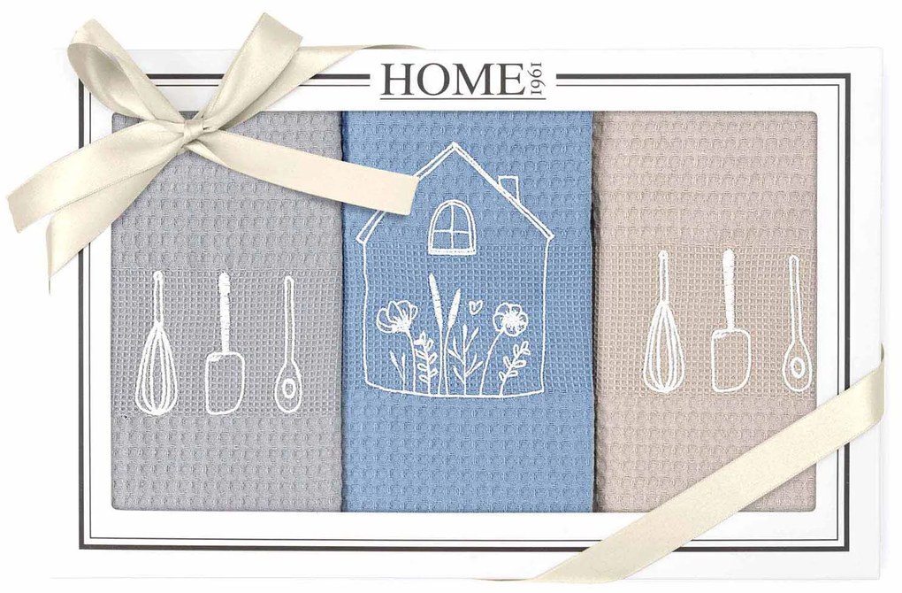 Home 1961 KUCHYNSKÉ UTIERKY HOME2 SADA 3 KS 50X70 CM VZOROVANÉ