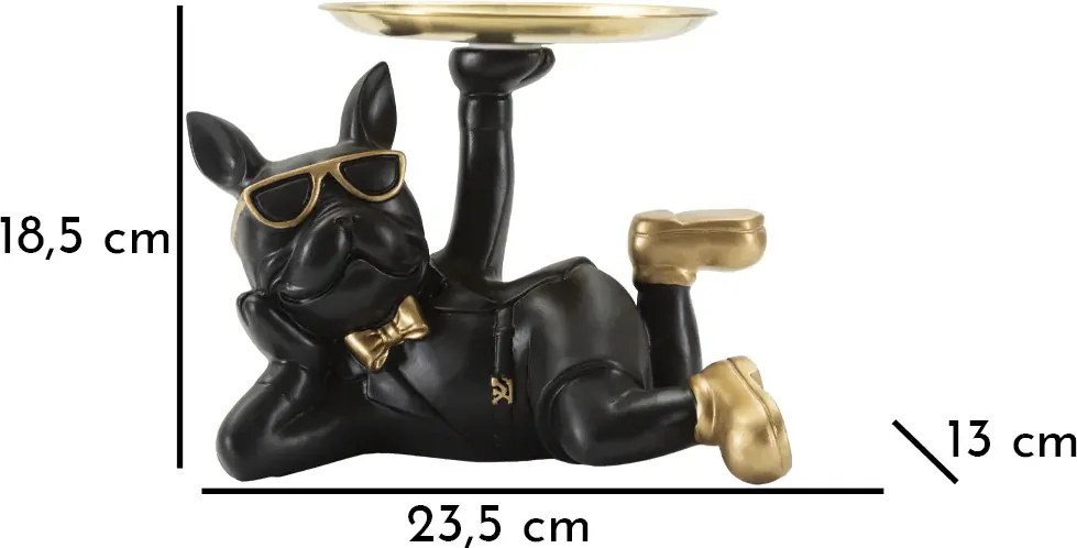 Dekoratívna soška Dog Rover čierno-zlatá