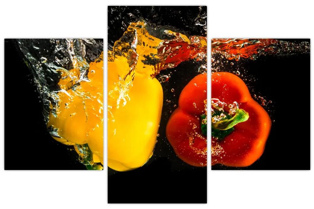 Obraz - papriky vo vode (90x60 cm)