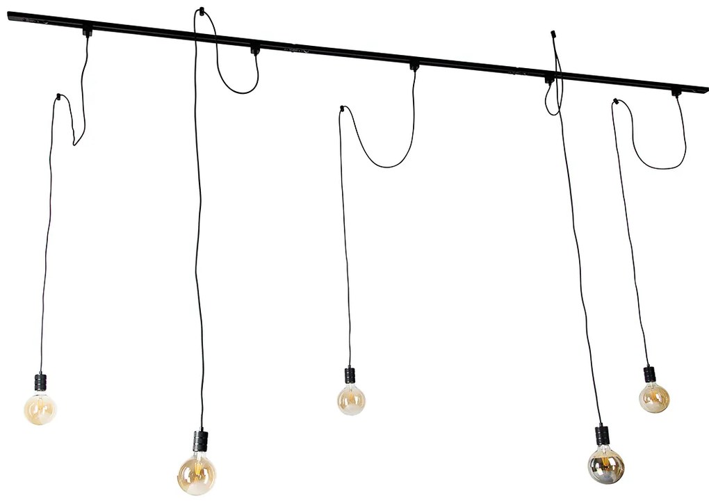 Moderný koľajnicový systém s 5 závesnými svetlami čierny 1-fázový - Iconic Cavalux