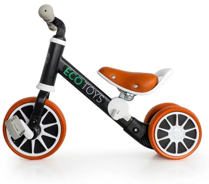 Detská balančná trojkolka v čiernej farbe Ecotoys