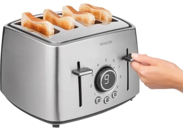 Sencor - Hriankovač so štyrmi otvormi 1600W/230V matný chróm