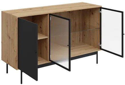 Zostava nábytku do obývacej izby Brulpin II, Osvetlenie: osvetlenie LED biele, Farby: dub artisan / čierny