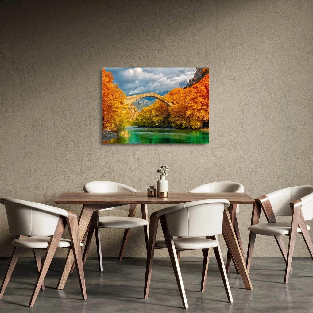 Sklenený obraz - Konitsa most (70x50 cm)