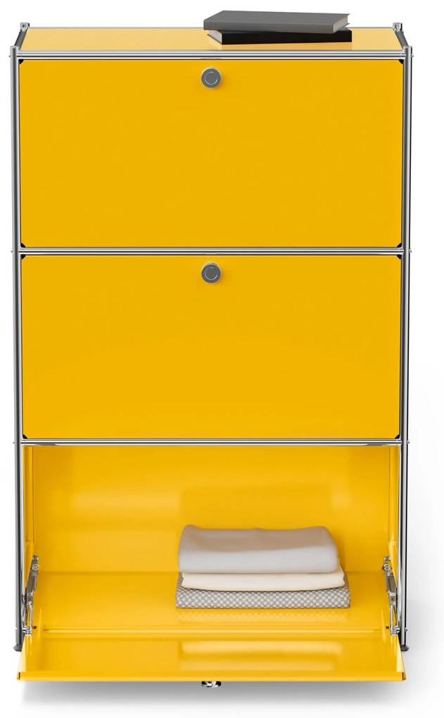Kovová komoda »CN3« s výklopnými priečinkami, žltá