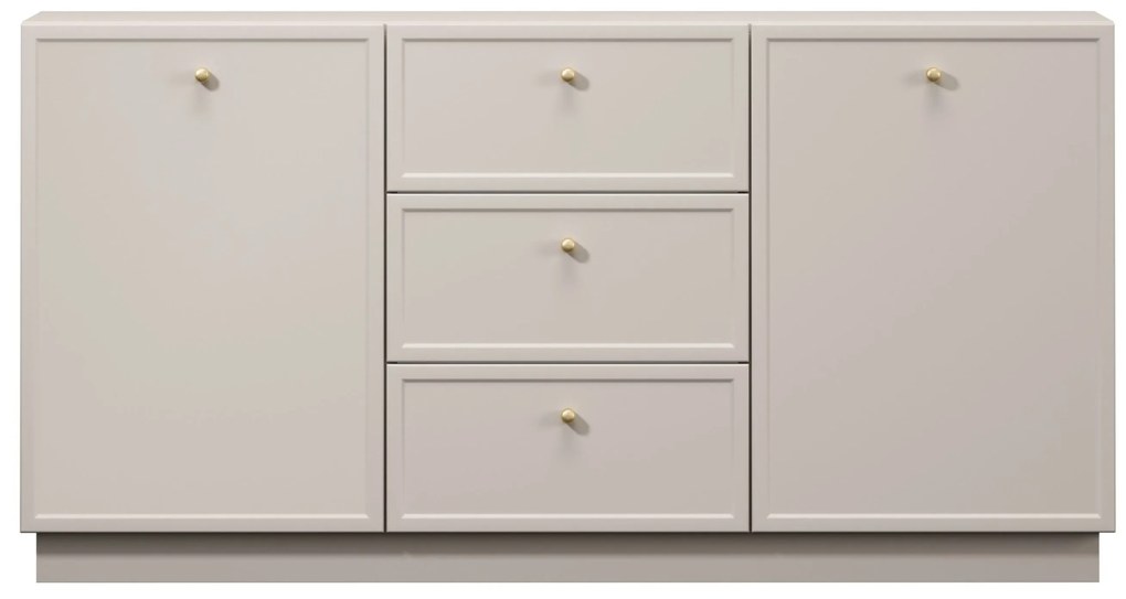 Komoda Lorini 150 cm na sokli - kašmírová / zlaté úchytky G