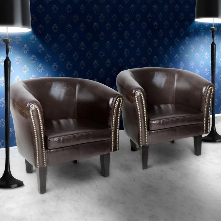 MIADOMODO Sada kresiel Chesterfield, 58 x 71 x 70 cm, hnedá