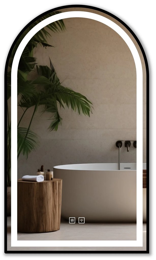 Dotykové zrkadlo s LED osvetlením DASH BLACK 60x100 cm čierne