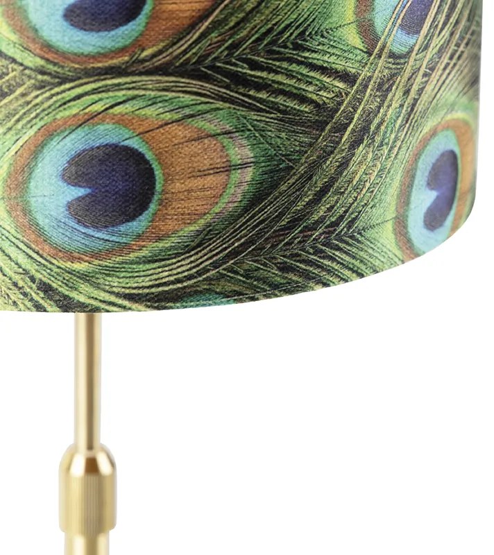 Stolná lampa zlatá/mosadzná s tienidlom z velúru Peacock 25 cm - Parte