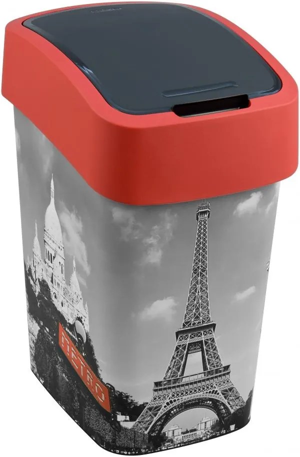CURVER FLIP BIN PARIS 25L Odpadkový kôš 47 x 26 x 34 cm červená/sivá 02171-P67
